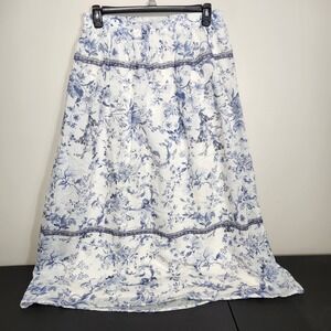 Calypso St. Barth Blue Floral Maxi Skirt Sz Large L A Line Pull On Beach Coastal